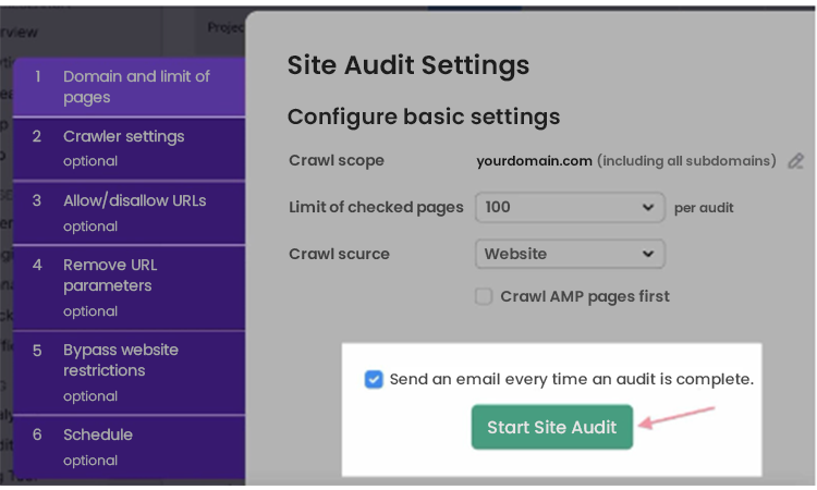 SEO Start Site Audit 