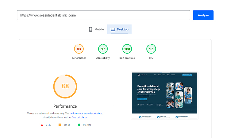 Technical SEO for dental websites